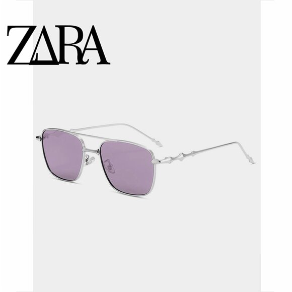 Metal Frame Sunglasses Uv Protection Light Purple Sunglasses